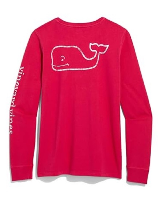Vineyard Vines Tops - Vineyard Vines Coral Whale Long Sleeve Pocket Tee XL